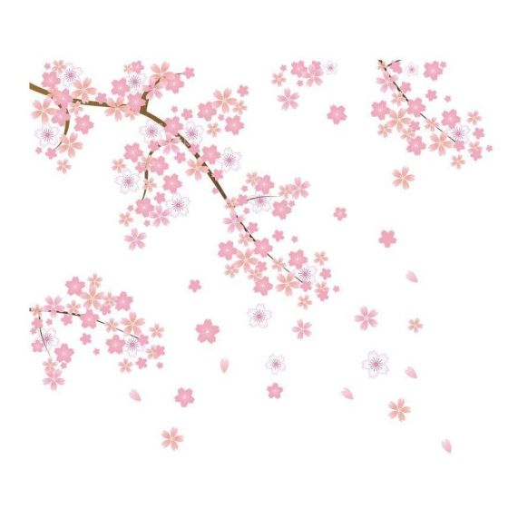 Pink blomst • Wallsticker m. Grene med lyserøde Blomster • Køb her →